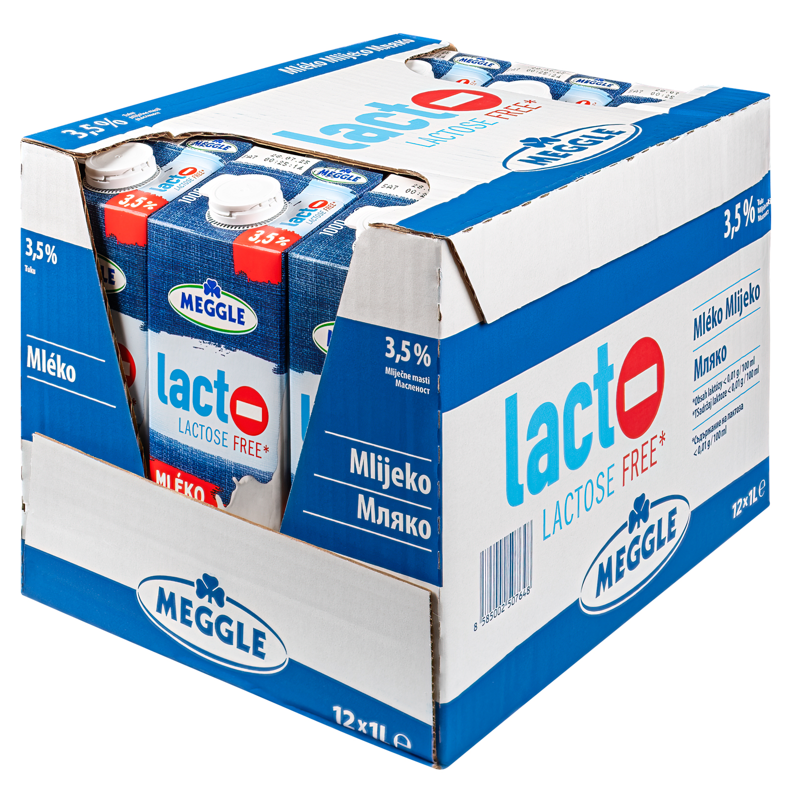MEGGLE bezlaktózové mléko 3,5% 12 x 1 l TP