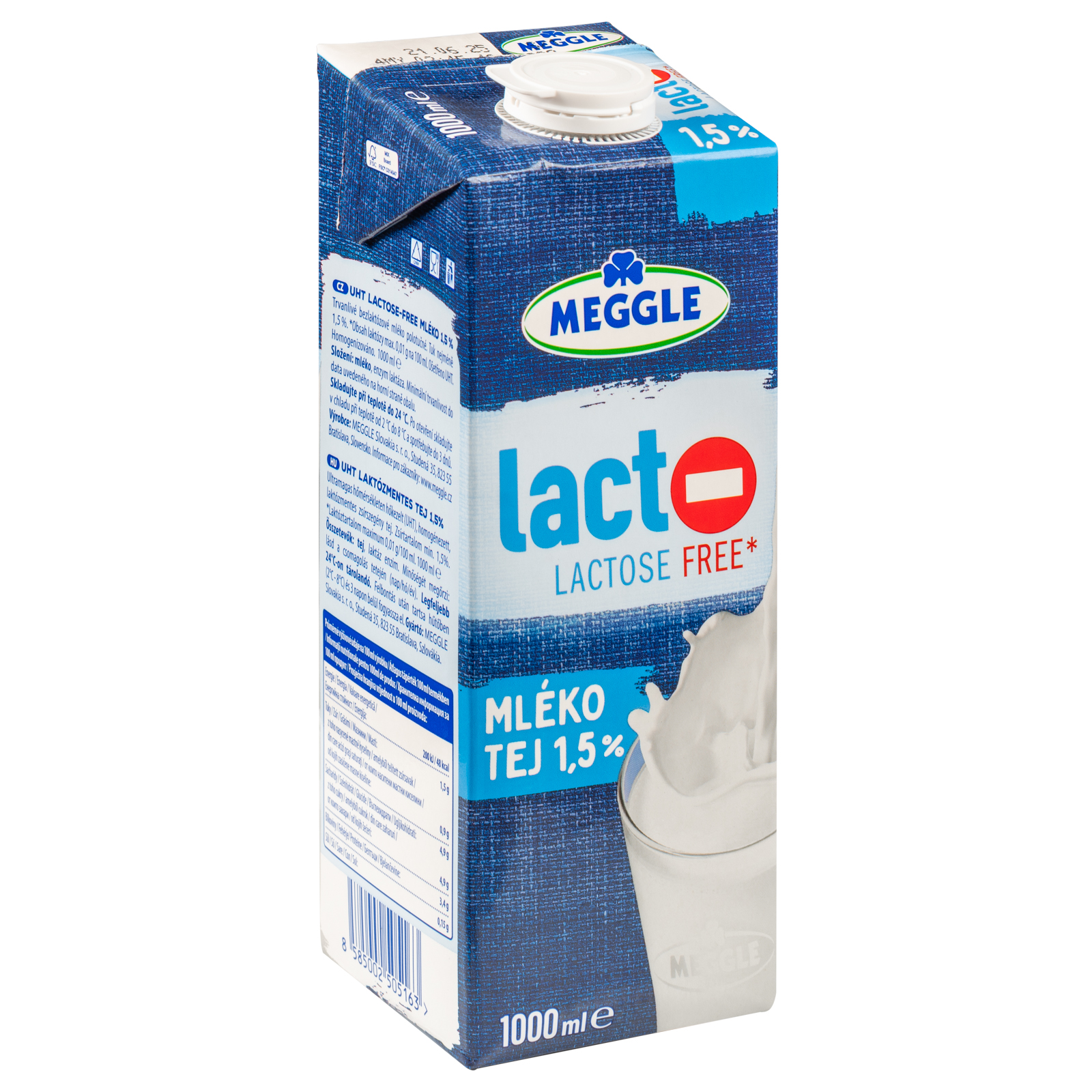 MEGGLE bezlaktózové mléko 1,5% 1 l TP