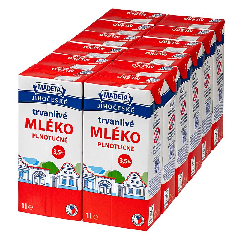 MADETA mléko plnotučné trvanlivé 3,5% - 12 x 1 l TP