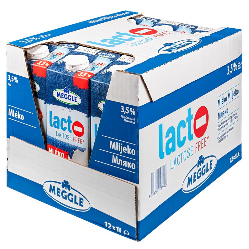 MEGGLE bezlaktózové mléko 3,5% 12 x 1 l TP
