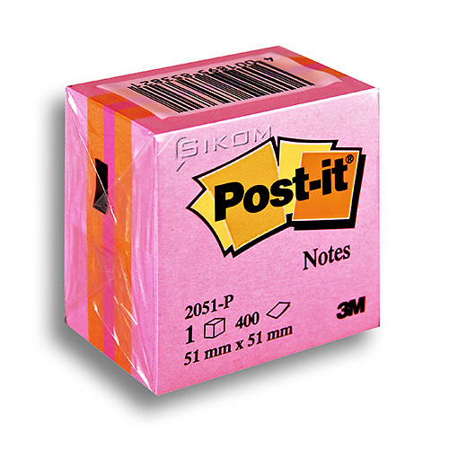 Samolepící bločky Post-it minikostky - růžová barva