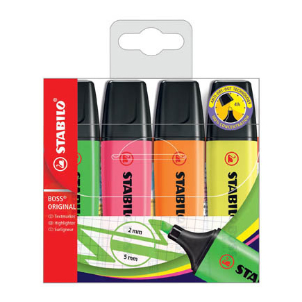 Zvýrazňovače STABILO BOSS ORIGINAL - sada 4 ks