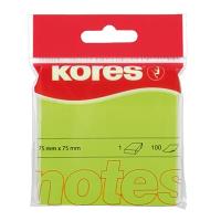 Samolepící bloček Kores neon - 75 x 75 mm 100 lístků barva zelená
